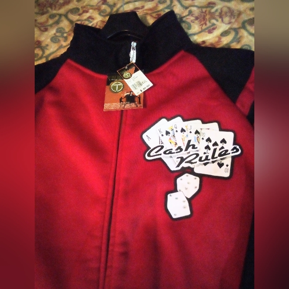 Tank Jeans Full Zip Graphic Fleece Track Jacket Coat Men's 4XL Red NWT - Picture 3 of 13